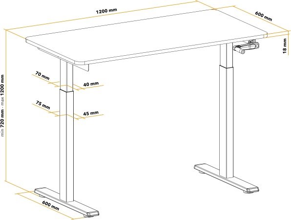 Ilustracne foto výškovo nastaviteľný stôl AlzaErgo Table ET5 AiO Essential rozmery a technicke parametre